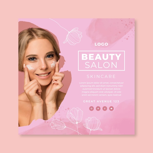 Vector beauty salon squared flyer template