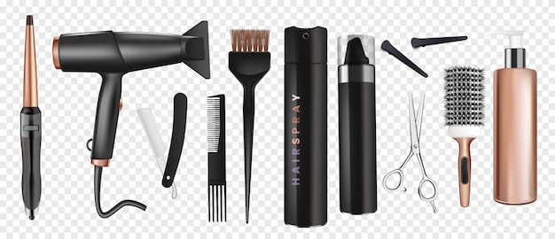 beauty salon tools in realistic style