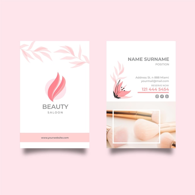 Vector beauty salon vertical business card