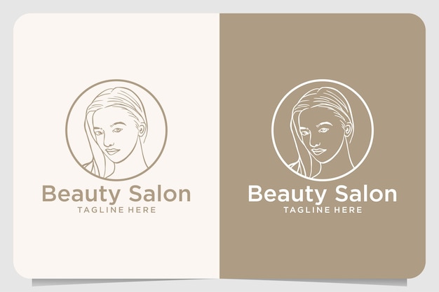 Beauty salon with beautiful girl logo design