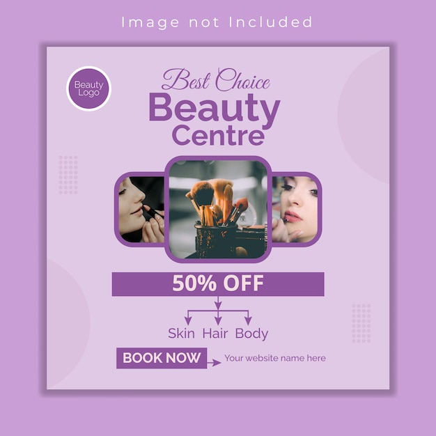 Beauty saloon flyer square template or social media post