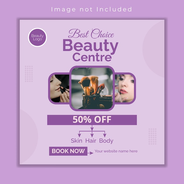 Vector beauty saloon flyer square template or social media post