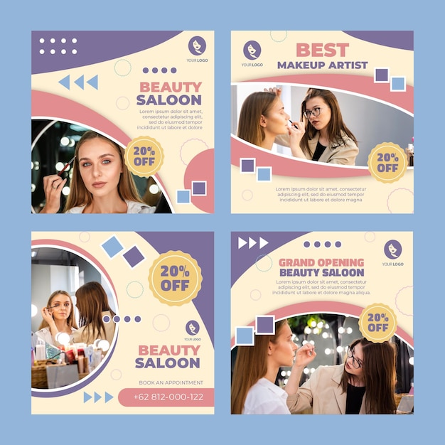 Vector beauty saloon instagram posts