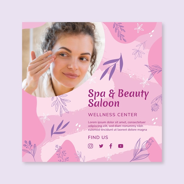 Beauty saloon square flyer template