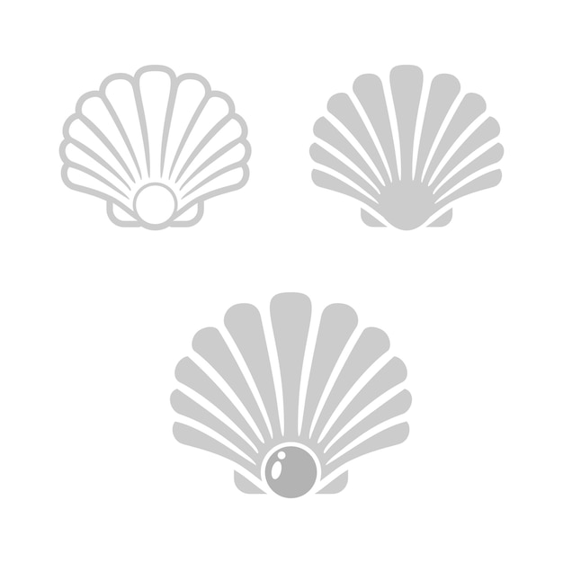 Beauty Shell Seashell Oyster Mussel Scallop Bivalve Cockle Clam Set Простой дизайн логотипа силуэта