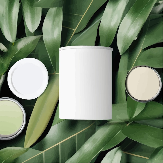 Vector beauty skincare cream in empty clean tube mockup on green leaves background organic cosmetic product