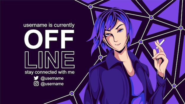 Illustrazione del fumatore di bellezza banner offline per twitch