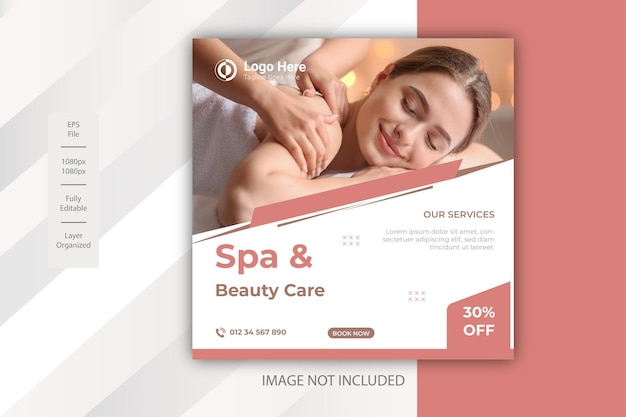 Vector beauty & spa banner social media post template design