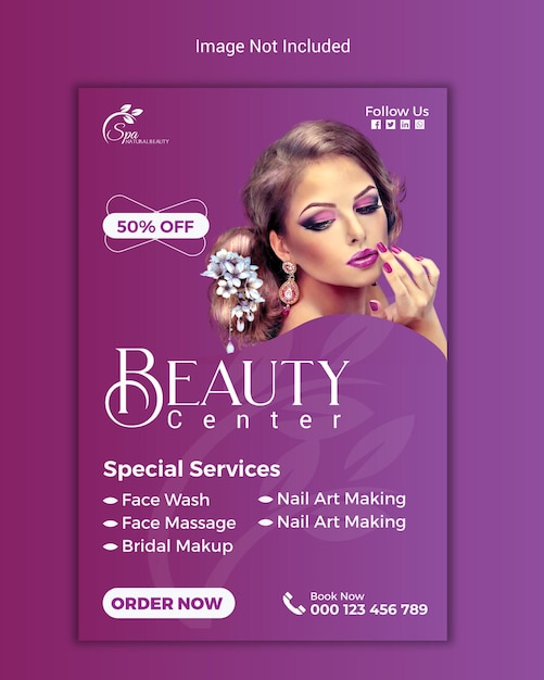 Vector beauty and spa center social media instagram flyer template design