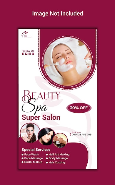 Beauty and spa center social media instagram story template design