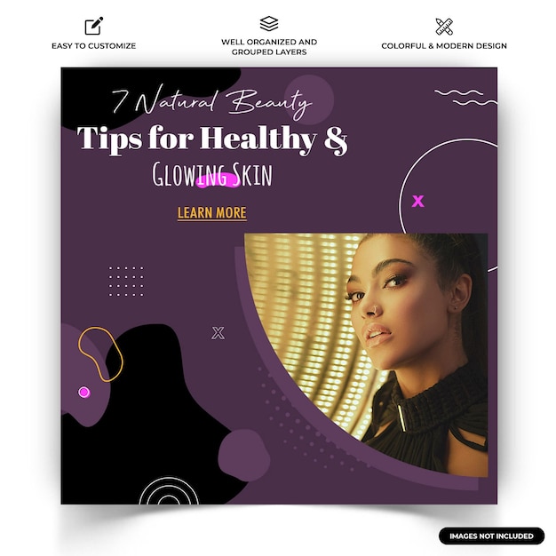 Красота и спа Instagram пост в социальных сетях шаблон веб-баннера вектор премиум