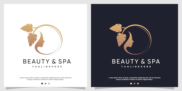 Design del logo di bellezza e spa con uno stile creativo vettore premium