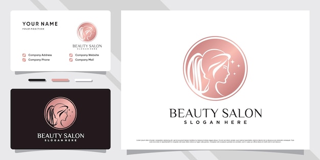 Beauty spa logo design for woman salon with creative element and business card template