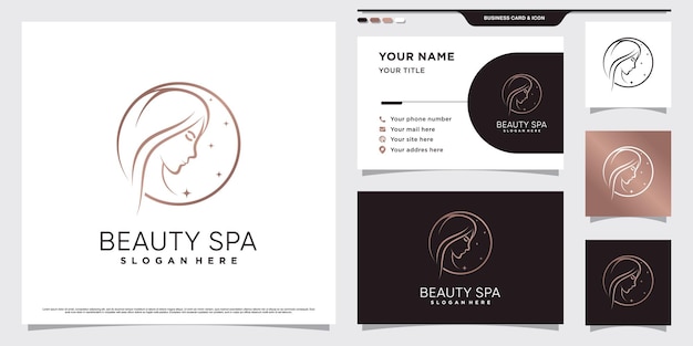 Beauty spa logo design for woman salon with creative element and business card template