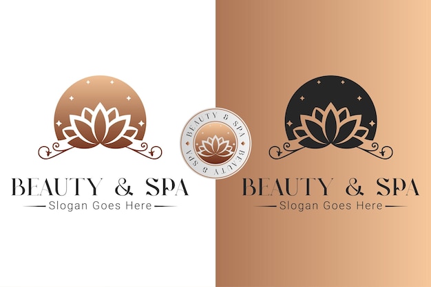Bellezza e spa logo design yoga fitness meditazione logotype logo lotus spa