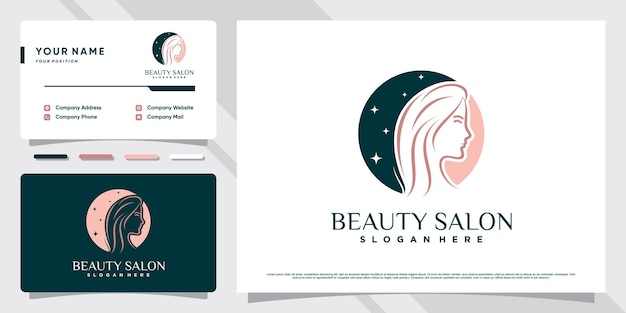 Beauty spa logo-ontwerp voor vrouwensalon met creatief element en sjabloon voor visitekaartjes