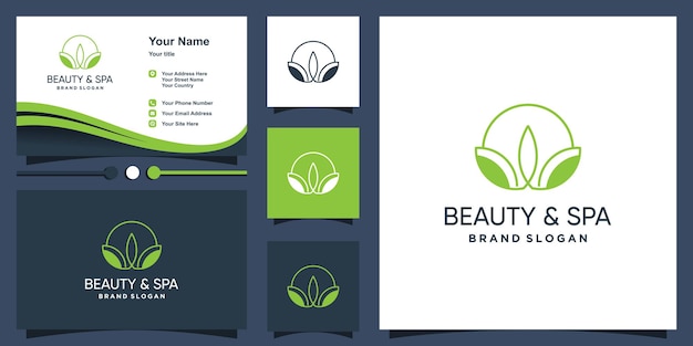 Beauty and spa logo with creative unique style premium vector