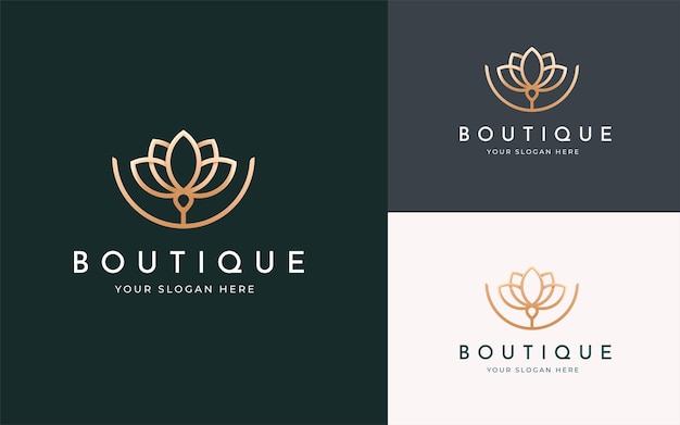 Beauty spa lotusbloem logo ontwerp lijn kunststijl