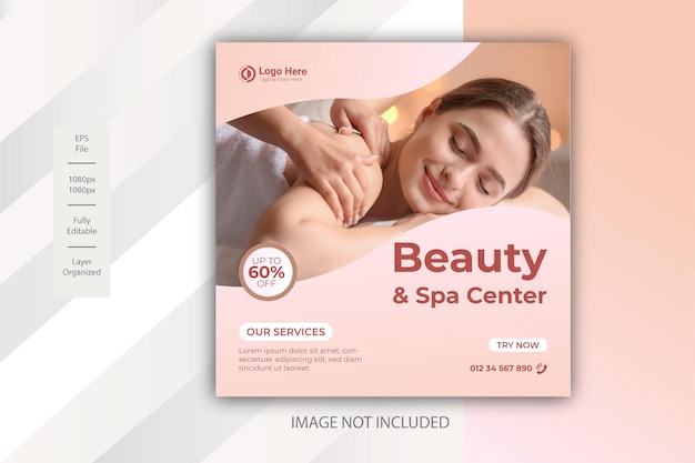 Beauty and spa promotion social media banner design template