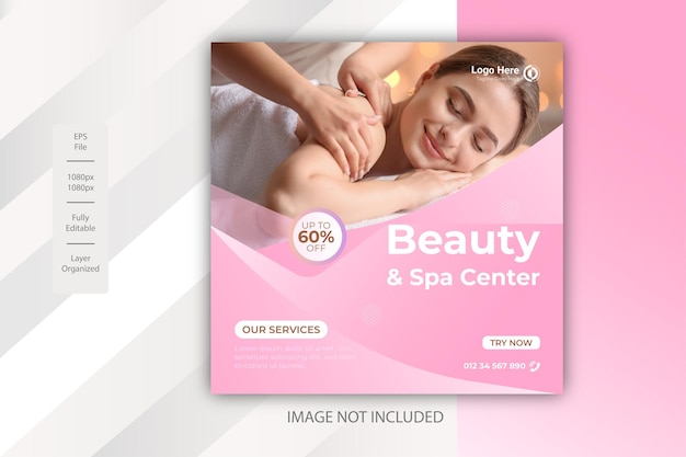 Modello di progettazione banner social media promozione bellezza e spa