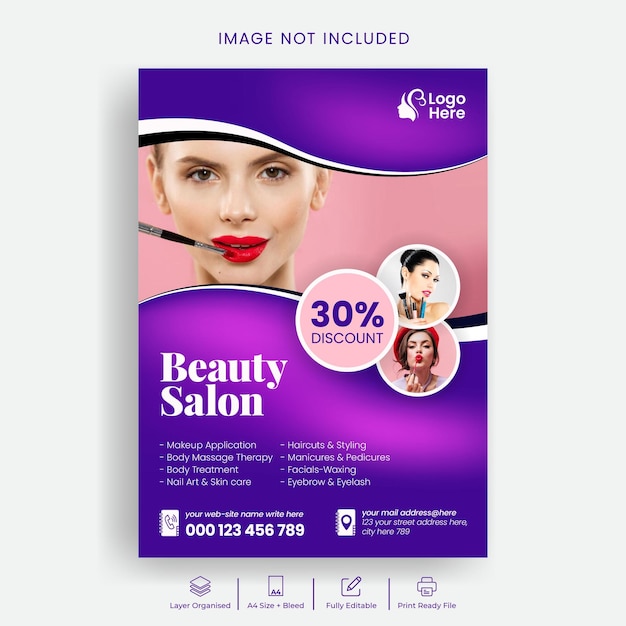 Beauty spa salon flyer or poster template design