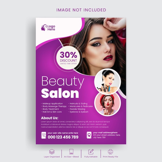 Beauty spa salon flyer or poster template design