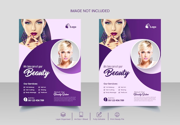 Vector beauty and spa salon flyer template design