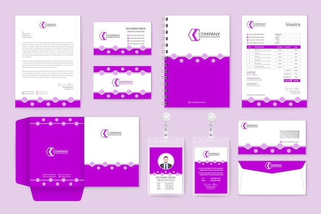 Beauty spa salon pink color brand identity mockup of stationery set