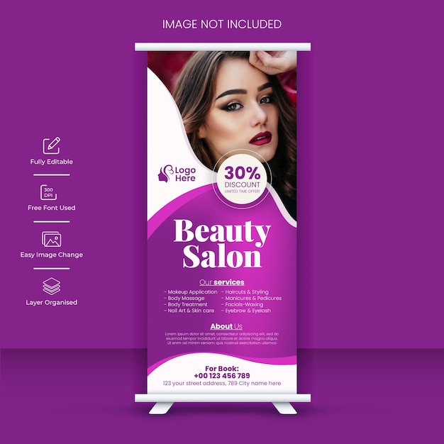 Beauty spa salon roll up print banner or stand display banner template design