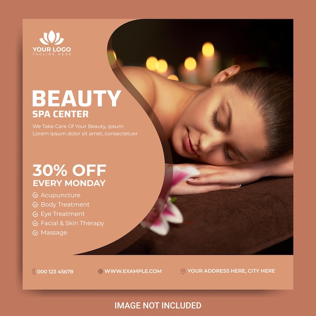 Beauty and Spa Salon square banner or social media post template