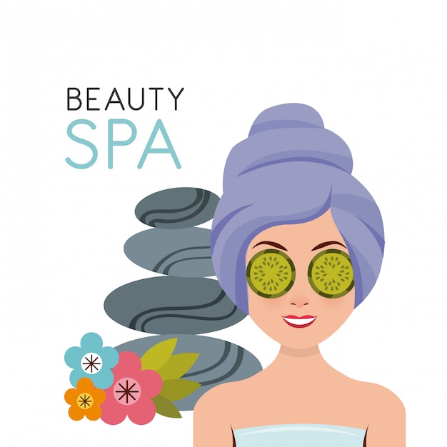 beauty spa set flat icons