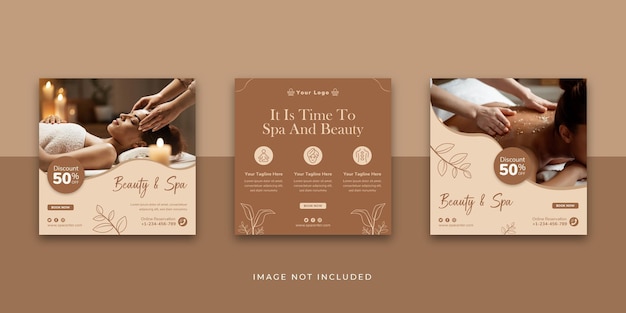 Vector beauty and spa social media instagram post template with treatment icon