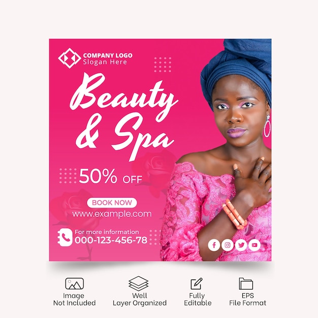 Beauty Spa social media post design templates