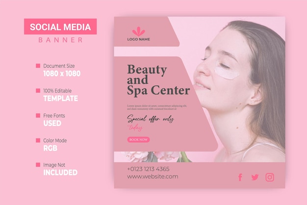 Beauty and spa social media post template design