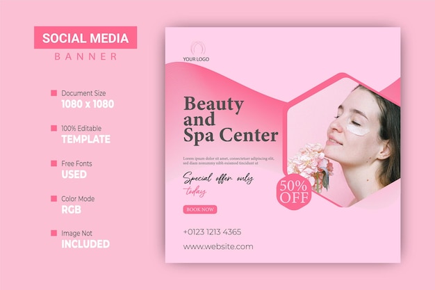 Beauty and spa social media post template design