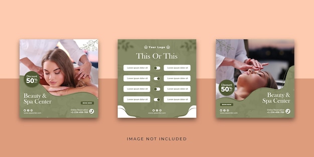 Beauty and spa social media post template instagram