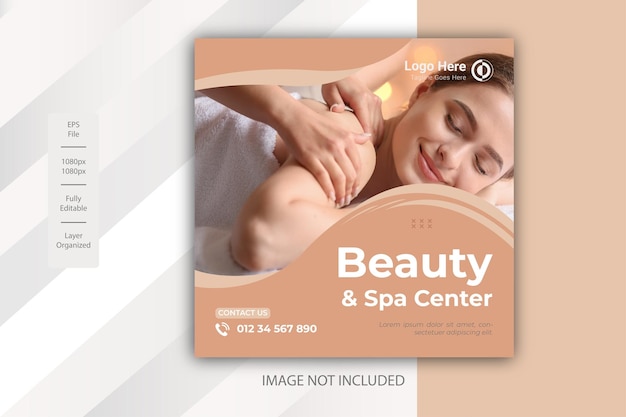 Bellezza e spa social media promozione banner premium design template vector