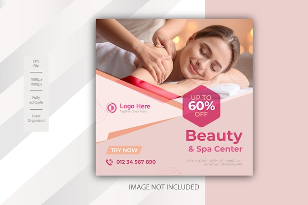 beauty and spa social media promotion banner premium design template vector