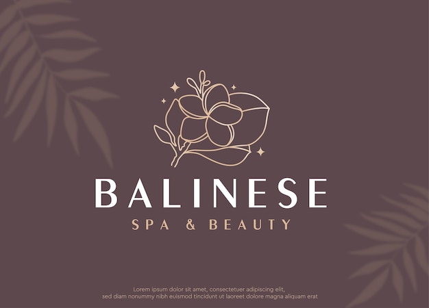 Vector beauty spa with frangipani flower luxury logo