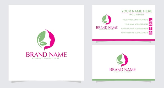 beauty spa woman cosmetic logo business card design template