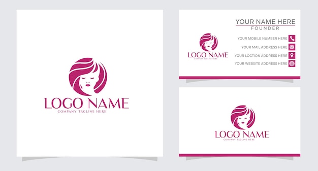 beauty spa woman cosmetic logo business card design template