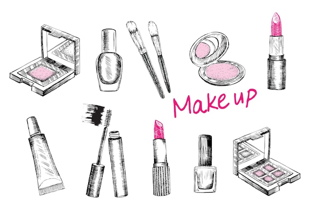 Beauty store collection with make up