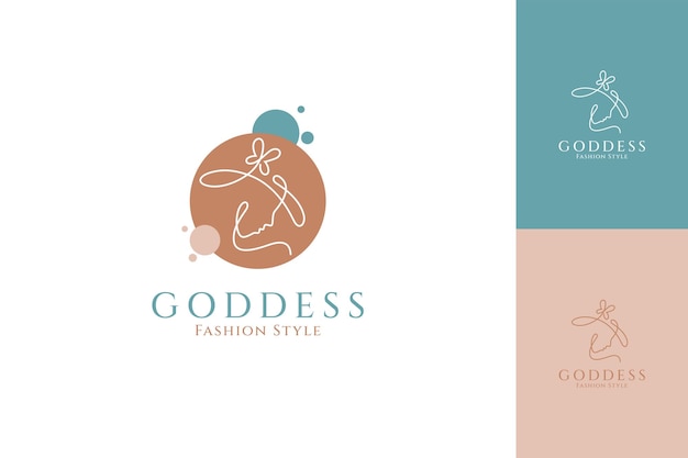 Vector beauty and stylish women logo with modern design style vector beautiful woman looking from behind wearing a hat with butterfly decoration in continuous line design style