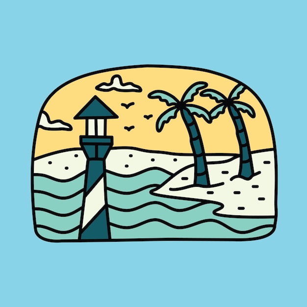 Beauty summer and lighthouse graphic illustration vector art t-shirt design