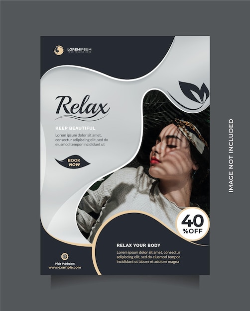 Vector beauty therapy center template for flyer, brochure, poster and banner advertising with a4 size