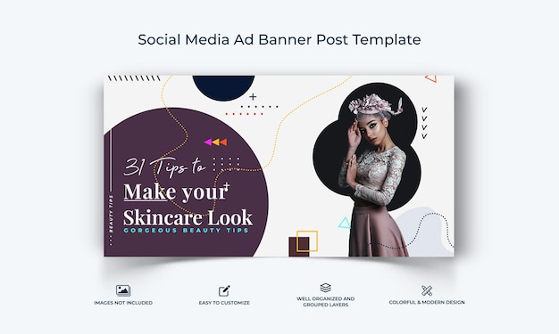 Consigli di bellezza social media facebook ad banner post template premium vector