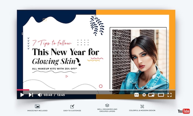 Beauty Tips YouTube Thumbnail Template Vector Premium