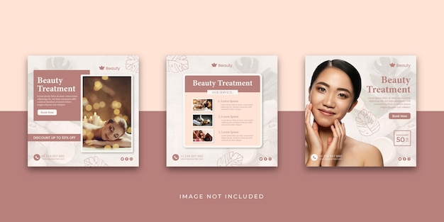 Vector beauty treatment salon instagram post template