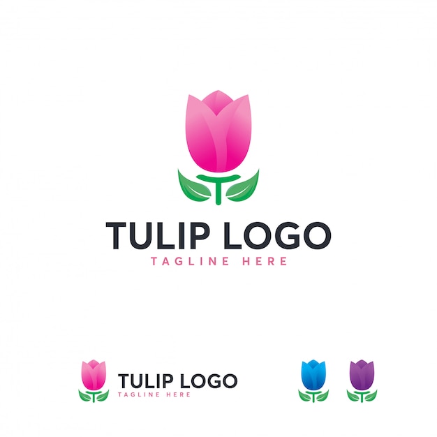 Modello di logo di bellezza tulip flower