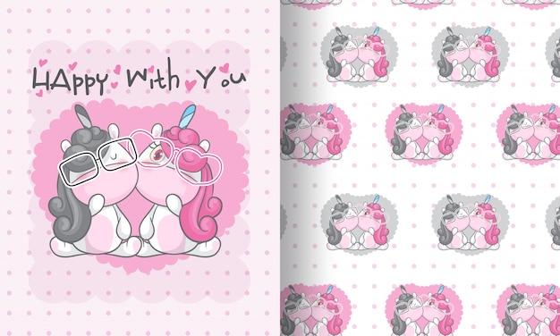 Beauty unicorn lovely seamless pattern illustration for kids